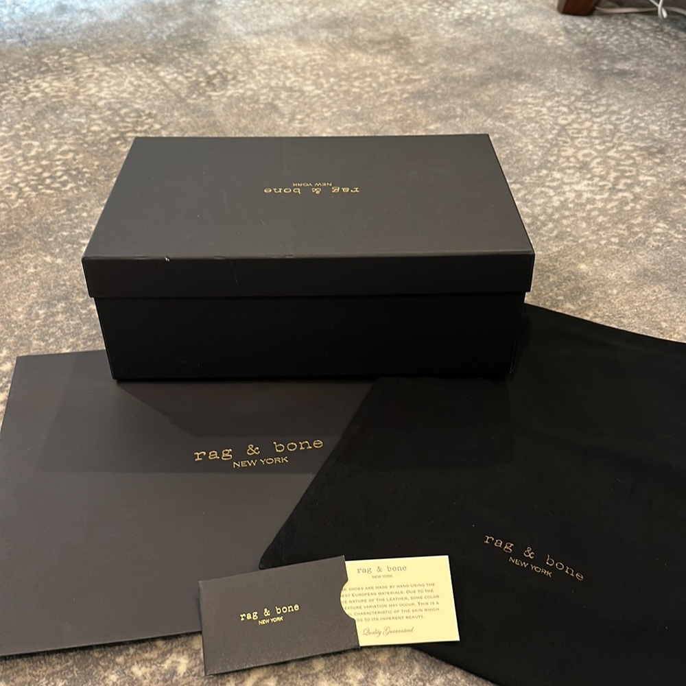 RAG & BONE SHOE BOX TISSUE DUST BAG SHOPPING BAG AND ENVELOPE WITH CARD - Picture 8 of 11